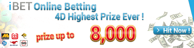 iBET Online Casino 4D Highest Prize up tp 8,000 !!